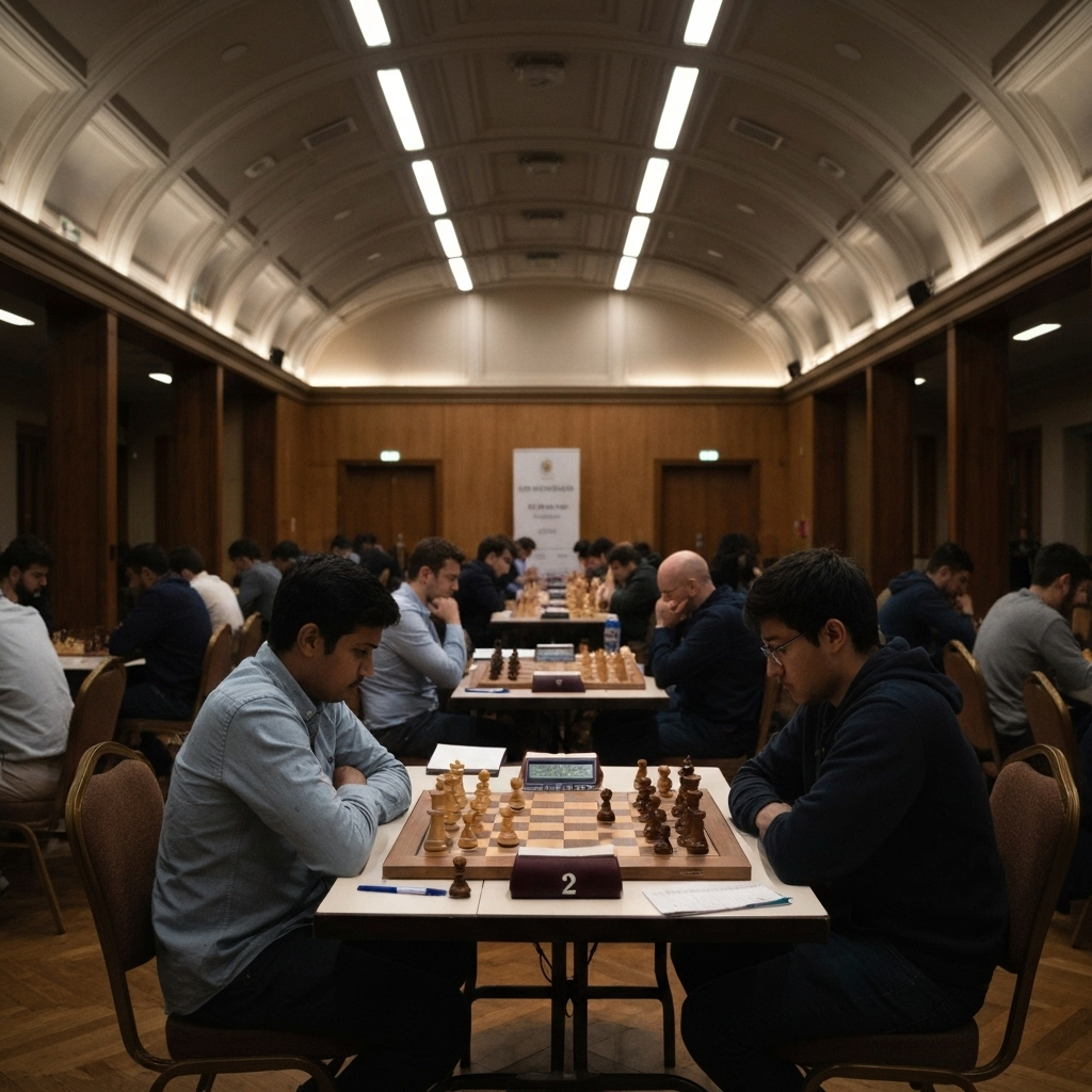 Chess players in tournament setting